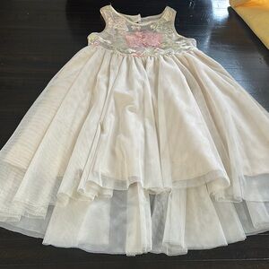 Elegant Cream Floral Kids Dress
